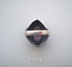 Vintage Russian Soviet USSR Sterling Silver Alexandrite Handmade Cocktail Ring