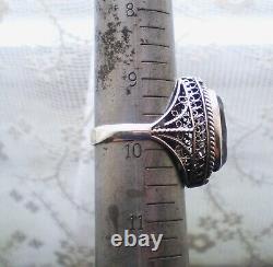 Vintage Russian Soviet USSR Sterling Silver Alexandrite Handmade Cocktail Ring