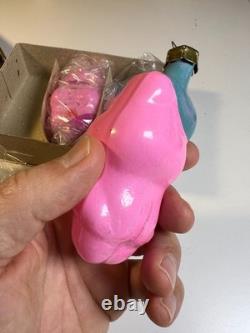 Vintage Russian USSR Glass Christmas Ornament Set THREE LITTLE PIGS Konakovo NOS