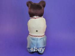 Vintage Russian USSR Soviet Wind-Up Teddy Bear Burgundy Fur 9 Tall Works