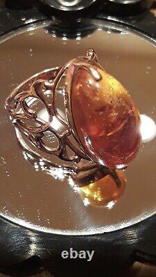 Vintage Russian USSR Soviet jewelry Rarity ring Gold Amber 14K? 583 5.6g Size 7