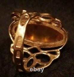 Vintage Russian USSR Soviet jewelry Rarity ring Gold Amber 14K? 583 5.6g Size 7