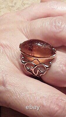 Vintage Russian USSR Soviet jewelry Rarity ring Gold Amber 14K? 583 5.6g Size 7