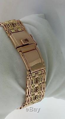 Vintage Russian watch cccp Raketa 14k rose gold two tone weave soviet bracelet