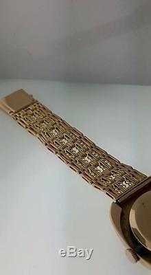 Vintage Russian watch cccp Raketa 14k rose gold two tone weave soviet bracelet