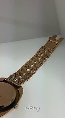 Vintage Russian watch cccp Raketa 14k rose gold two tone weave soviet bracelet