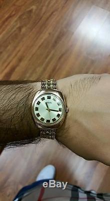 Vintage Russian watch cccp Raketa 14k rose gold two tone weave soviet bracelet