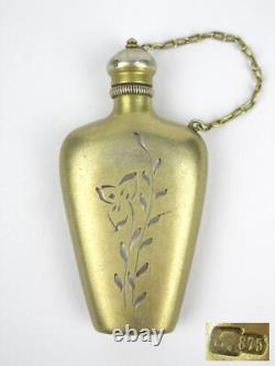 Vintage Silver 875 Bottle for Perfume Goldplated Soviet Union Russian USSR