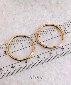 Vintage Soviet 14k 583 Rose Gold Endless Hoop Earrings 7/8 NWOT USSR Russian