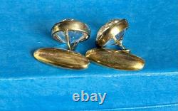 Vintage Soviet 875 Silver Rock Crystal Cufflinks USSR Sverdlovsk Boxed Set