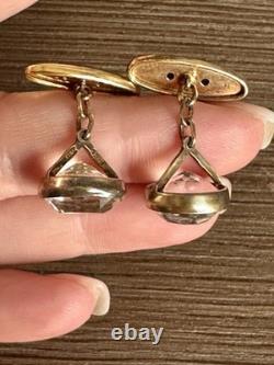 Vintage Soviet 875 Silver Rock Crystal Cufflinks USSR Sverdlovsk Boxed Set