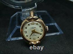 Vintage Soviet Ladies Gold 583 Wrist Watch Era 17 Jewels Rare Retro Old USSR