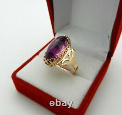 Vintage Soviet Rose Gold Ring 14K 583 Amethyst Russian USSR size 8