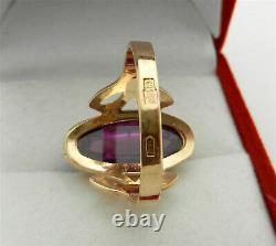 Vintage Soviet Rose Gold Ring 14K 583 Amethyst Russian USSR size 8