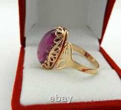 Vintage Soviet Rose Gold Ring 14K 583 Amethyst Russian USSR size 8