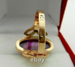 Vintage Soviet Rose Gold Ring 14K 583 Amethyst Russian USSR size 8