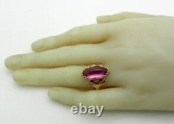 Vintage Soviet Rose Gold Ring 14K 583 Amethyst Russian USSR size 8