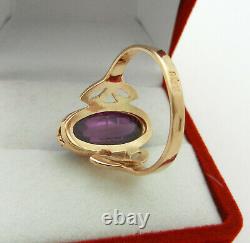 Vintage Soviet Rose Gold Ring 14K 583 Amethyst Russian USSR size 8