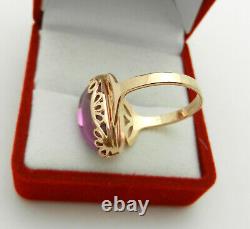 Vintage Soviet Rose Gold Ring 14K 583 Amethyst Russian USSR size 8