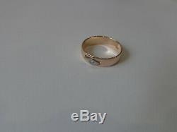 Vintage Soviet Rose Gold Ring 14K 583 Diamond Size 9.75 (19.6 mm) Russian USSR