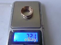 Vintage Soviet Rose Gold Ring 14K 583 Diamond US Size 8.5 (18.5 mm) Russian USSR
