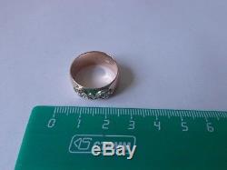 Vintage Soviet Rose Gold Ring 14K 583 Diamond US Size 8.5 (18.5 mm) Russian USSR