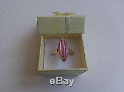 Vintage Soviet Rose Gold Ring 14K 583 Pink Ruby Size 7 (17.3 mm) Russian USSR