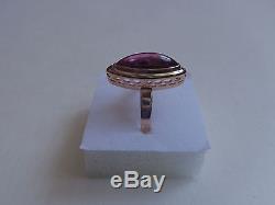 Vintage Soviet Rose Gold Ring 14K 583 Pink Ruby Size 7 (17.3 mm) Russian USSR