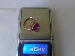 Vintage Soviet Rose Gold Ring 14K 583 Pink Ruby Size 9.5 (19.5 mm) Russian USSR