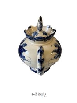 Vintage Soviet/Russia Gzhel Hand Painted Porcelain Teapot 11.5 H x 11.5 W USSR