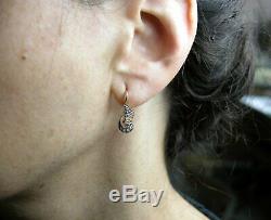 Vintage Soviet Russian 583 14k Rose Gold Diamond Earrings