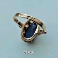 Vintage Soviet Russian 583,14k Solid Gold Ring With Blue Topaz Size 8