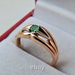 Vintage Soviet Russian 583,14k Solid Gold Ring With Emerald Size 6