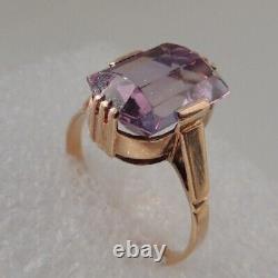 Vintage Soviet Russian 585, Rose Gold Ring With Alexandrite Size 12