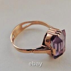 Vintage Soviet Russian 585, Rose Gold Ring With Alexandrite Size 12