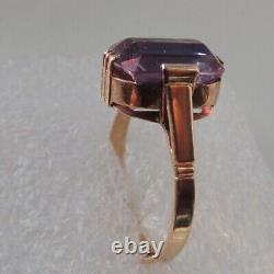 Vintage Soviet Russian 585, Rose Gold Ring With Alexandrite Size 12