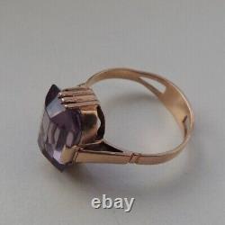 Vintage Soviet Russian 585, Rose Gold Ring With Alexandrite Size 12