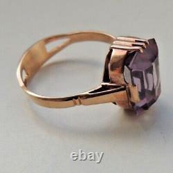 Vintage Soviet Russian 585, Rose Gold Ring With Alexandrite Size 12