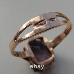 Vintage Soviet Russian 585, Rose Gold Ring With Alexandrite Size 12