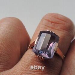 Vintage Soviet Russian 585, Rose Gold Ring With Alexandrite Size 12