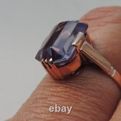 Vintage Soviet Russian 585, Rose Gold Ring With Alexandrite Size 12