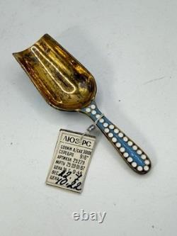 Vintage Soviet Russian 916 Silver Enamel Scoop Cloisonné Gilt 3.5 USSR w Tag