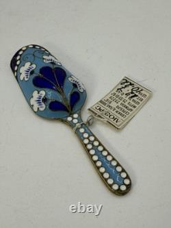Vintage Soviet Russian 916 Silver Enamel Scoop Cloisonné Gilt 3.5 USSR w Tag