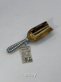 Vintage Soviet Russian 916 Silver Enamel Scoop Cloisonné Gilt 3.5 USSR w Tag