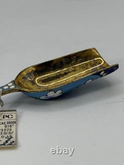 Vintage Soviet Russian 916 Silver Enamel Scoop Cloisonné Gilt 3.5 USSR w Tag