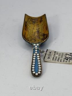 Vintage Soviet Russian 916 Silver Enamel Scoop Cloisonné Gilt 3.5 USSR w Tag