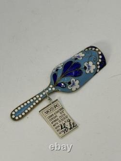 Vintage Soviet Russian 916 Silver Enamel Scoop Cloisonné Gilt 3.5 USSR w Tag