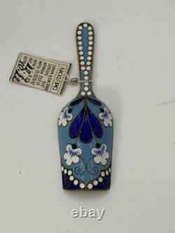 Vintage Soviet Russian 916 Silver Enamel Scoop Cloisonné Gilt 3.5 USSR w Tag