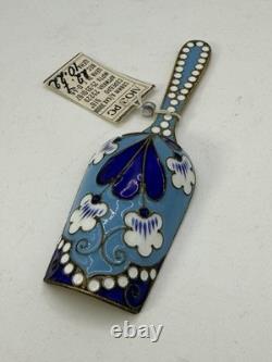 Vintage Soviet Russian 916 Silver Enamel Scoop Cloisonné Gilt 3.5 USSR w Tag