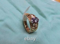 Vintage Soviet Russian Alexandrite Solid Rose Gold Ring 583 14K weight 5.10 gr